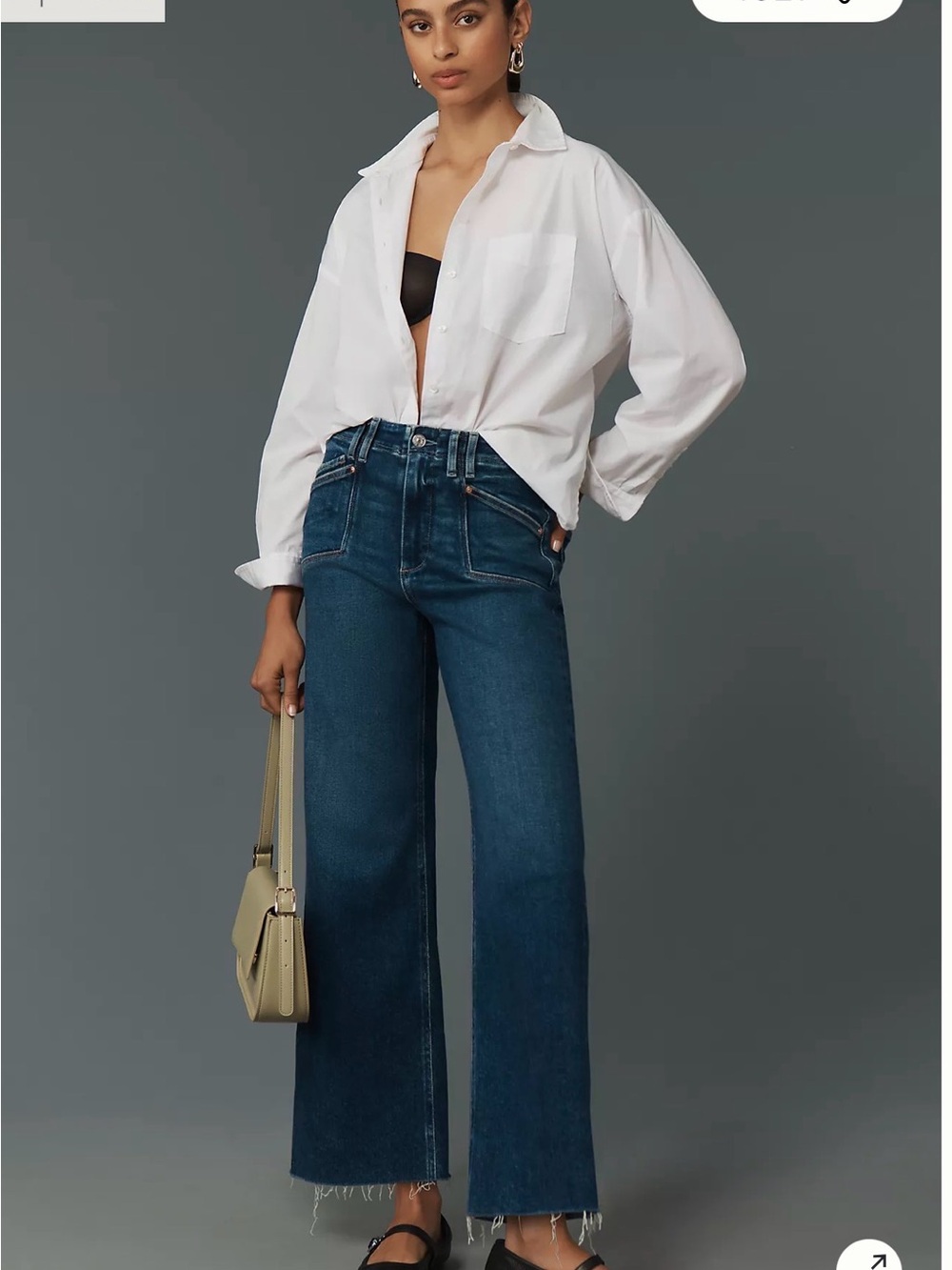 PAIGE Anessa Deep Blue High-Rise Wide-Leg Jeans
